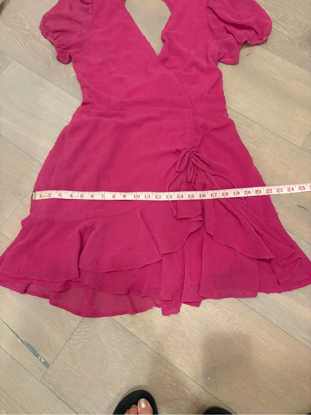Lulu's Fuchsia Wrap Ruffle Textured Mini Dress - Picture 7 of 7